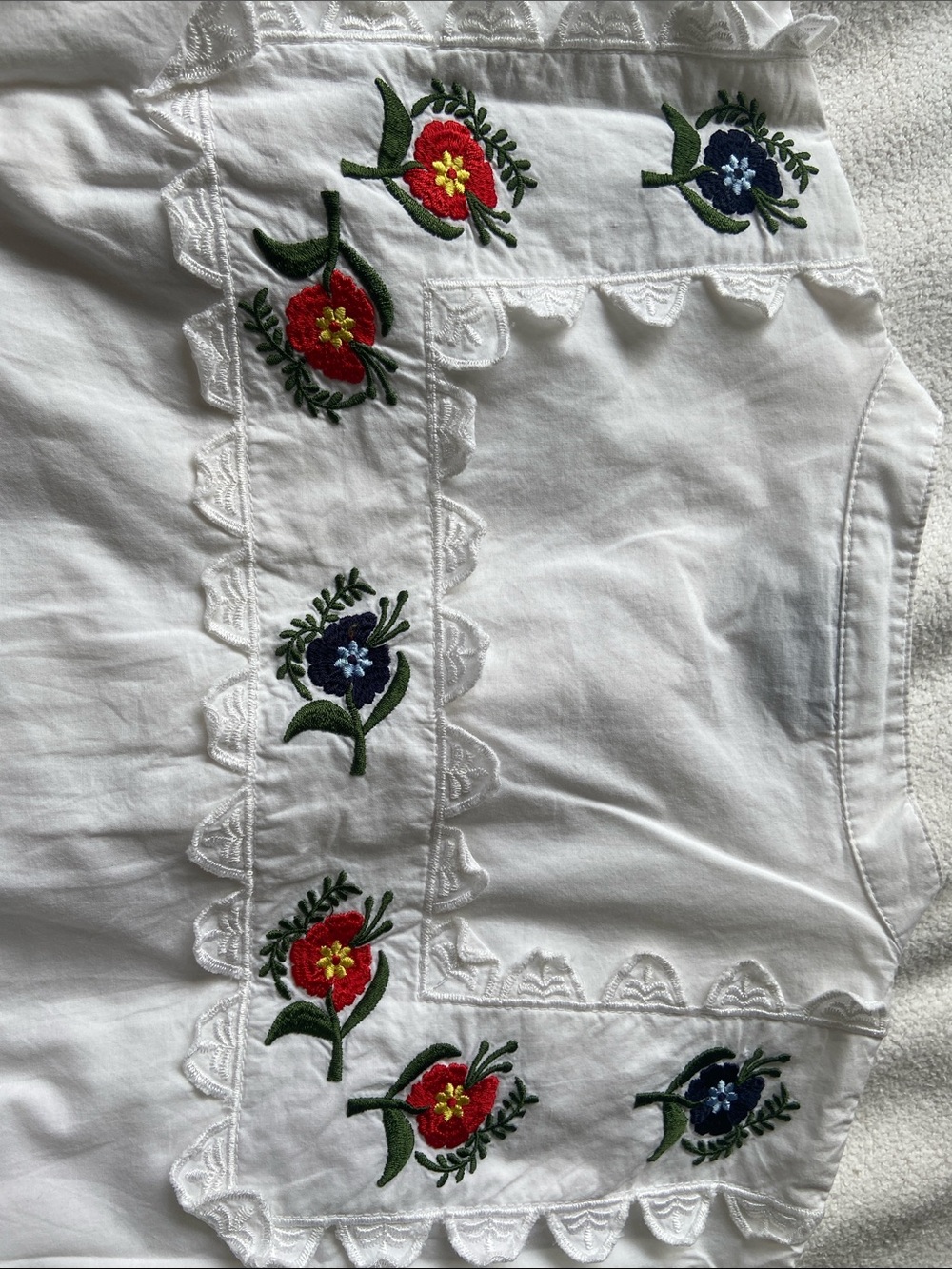 Topshop White Button-Front Embroidered Ruffle Blouse - Picture 5 of 6